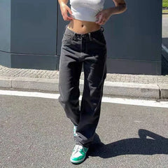 Fall/Winter 2022 New Y2K Style Black and Blue Baggy Jeans For Women Fashion Denim Wide Leg Pants Casual Female Clothing XS-XL