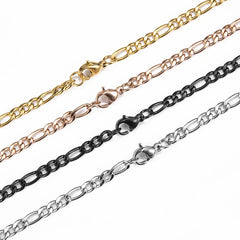 Fashion New Figaro Chain Necklace For Men Punk Silver Color Stainless Steel Long Necklace Men Hip Hop Jewelry Gift