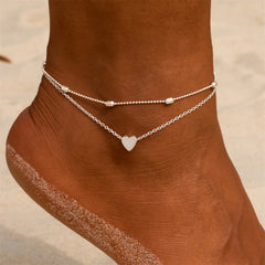 Simple Heart Female Anklets Barefoot Crochet Sandals Foot Jewelry Leg New Anklets On Foot Ankle Bracelets For Women Leg Chain