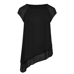 Top Design Sense Loose Short-Sleeved Asymmetric Chiffon Shirt