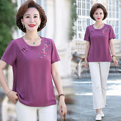 Fashion round Neck Red Elegant Undershirt Short Sleeve T-shirt