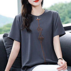 Women's Clothing 2023 Fashion Casual Pullovers Straight Loose Round Neck Tops Short Sleeve Simplicity Solid Summer Thin T-Shirts