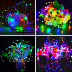 4Pack Solar String Lights Solar Outdoor Lights with 8 Lighting Modes Waterproof Fairy Lights for Tree Garden Patio Copper Wire