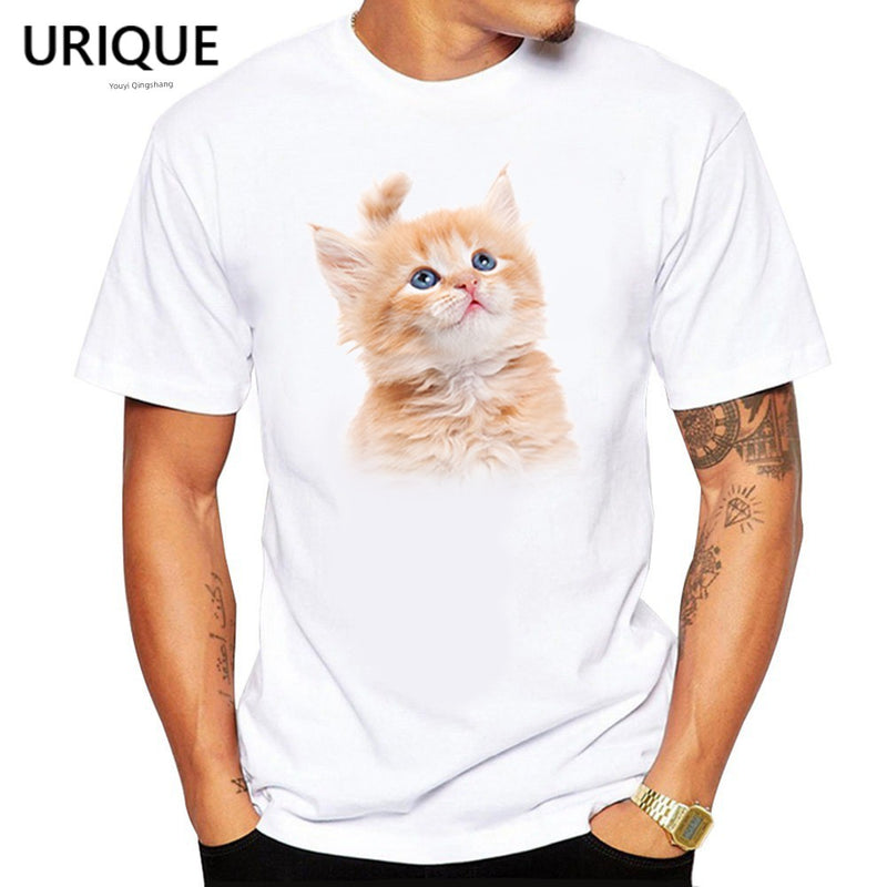 Ragdoll Realistic Cute Cat and Dog Pattern Modal T-shirt Men's round Neck Short Sleeve Cute Animal Print