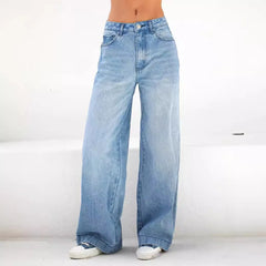 2024 High Waist Loose Straight Jeans Women Four Seasons Comfortable Commuter Trousers Street Casual Wide Leg Denim Pants Female