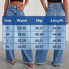 Women Mid Waist Jeans Harajuku Streetwear Retro Fashion Autumn Loose Wide Leg Straight Loose Denim Trousers Y2k Baggy Pants