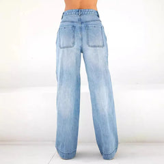 2024 High Waist Loose Straight Jeans Women Four Seasons Comfortable Commuter Trousers Street Casual Wide Leg Denim Pants Female