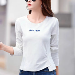 European Station Long sleeved T-shirt Women's Spring/Summer New Fashion Large Size Cotton Versatile Loose Irregular Casual Top