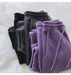 Women Casual Sports Pants Autumn Winter Fashion Fleece Warm Sweatpants Baggy Thick Joggers Trousers Female Sporting Clothing