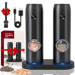 Automatic Pepper Grinder Salt And Pepper Grinder USB Rechargeable Adjustable Coarseness Spice Mill With LED Light Kitchen Tool