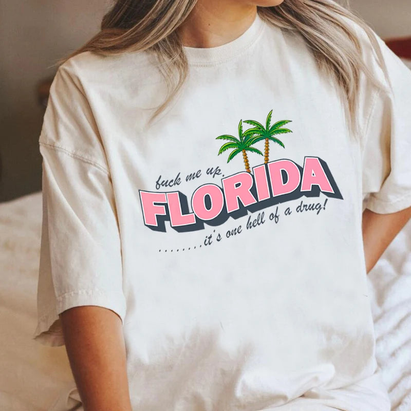 Florida Its One Hell T Shirts Summer Trendy Cotton Short Sleeve Tee Shirt TTPD Tortured Poets Department Tees Women's Clothing